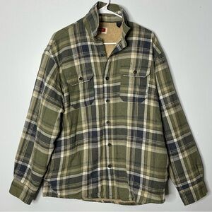 Vintage Wrangler Flannel Sherpa Lined Jacket MEDIUM Throwback Green White
